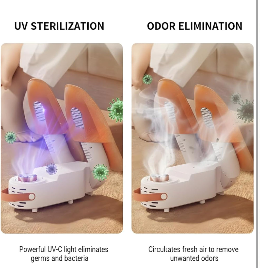 Shoe Dryer & Warmer, White UV Sterilization, PTC Heating, 48°C Fast Drying, 360° Warm Air, Intelligent Timer, Portable Foldable for Monsoon & Winter 50