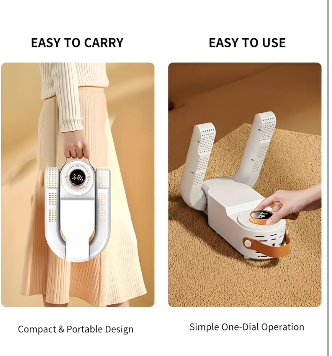 Shoe Dryer & Warmer, White UV Sterilization, PTC Heating, 48°C Fast Drying, 360° Warm Air, Intelligent Timer, Portable Foldable for Monsoon & Winter 50